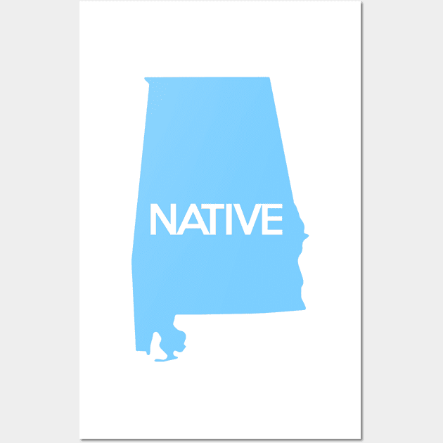 Alabama Native AL Blue Wall Art by mindofstate